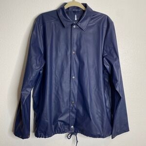 RAINS Mens Navy Blue Coach Jacket Lightweight Raincoat‎ M/L